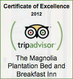 certificate of excellence trip advisor, magnolia plantation bed and breakfast inn and cottages, gainesville, florida
